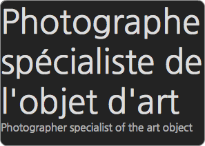 Photographe spécialiste de l'objet d'art Photographer specialist of the art object 