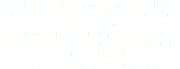 Paire d'aiguières d'ornement en marbre blanc, bronze patiné et doré d'époque Louis XVI, vers 1780, attribuée à Pierre Gouthière A PAIR OF WHITE MARBLE, PATINATED AND GILT-BRONZE EWERS, LOUIS XVI, CIRCA 1780, ATTRIBUTED TO PIERRE GOUTHIÈRE © DAmiEn Perronnet pour ArtDigitalStudio 